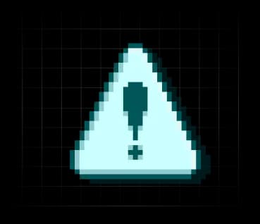 Pixel-art warning triangle illustration